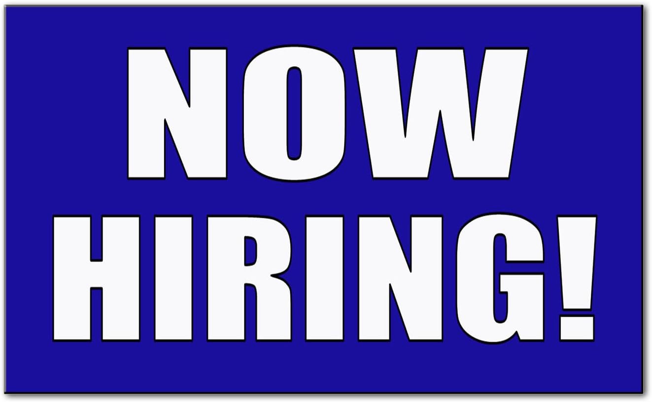 Now Hiring White Blue Corrugated Car Door Magnets Magnetic Signs-Qty 2