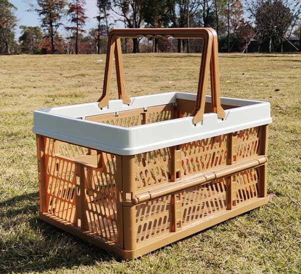 Cesta de la compra plegable Caja de almacenamiento de plástico Comestibles Frutas Vegetales Cesta de compras Carrito con asa Supermercado Venta al