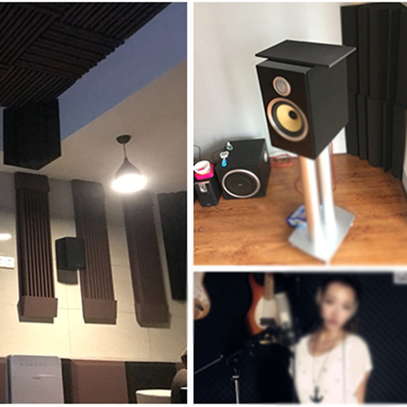NEECS Cotone fonoassorbente ignifugo, Piastrelle in Schiuma da Studio ad Alta densità, Schiuma fonoassorbente con cancellazione del Rumore per Sala Cinema Sala Pianoforte (Grigio 30 * 30