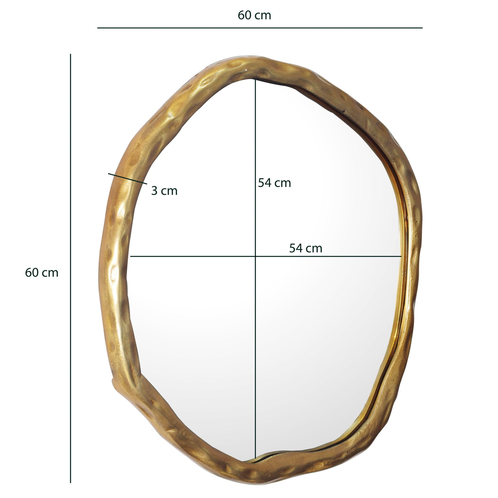 WOHNLING Lustro Ścienne Asymetryczne 60x3x60 cm Metal Złote