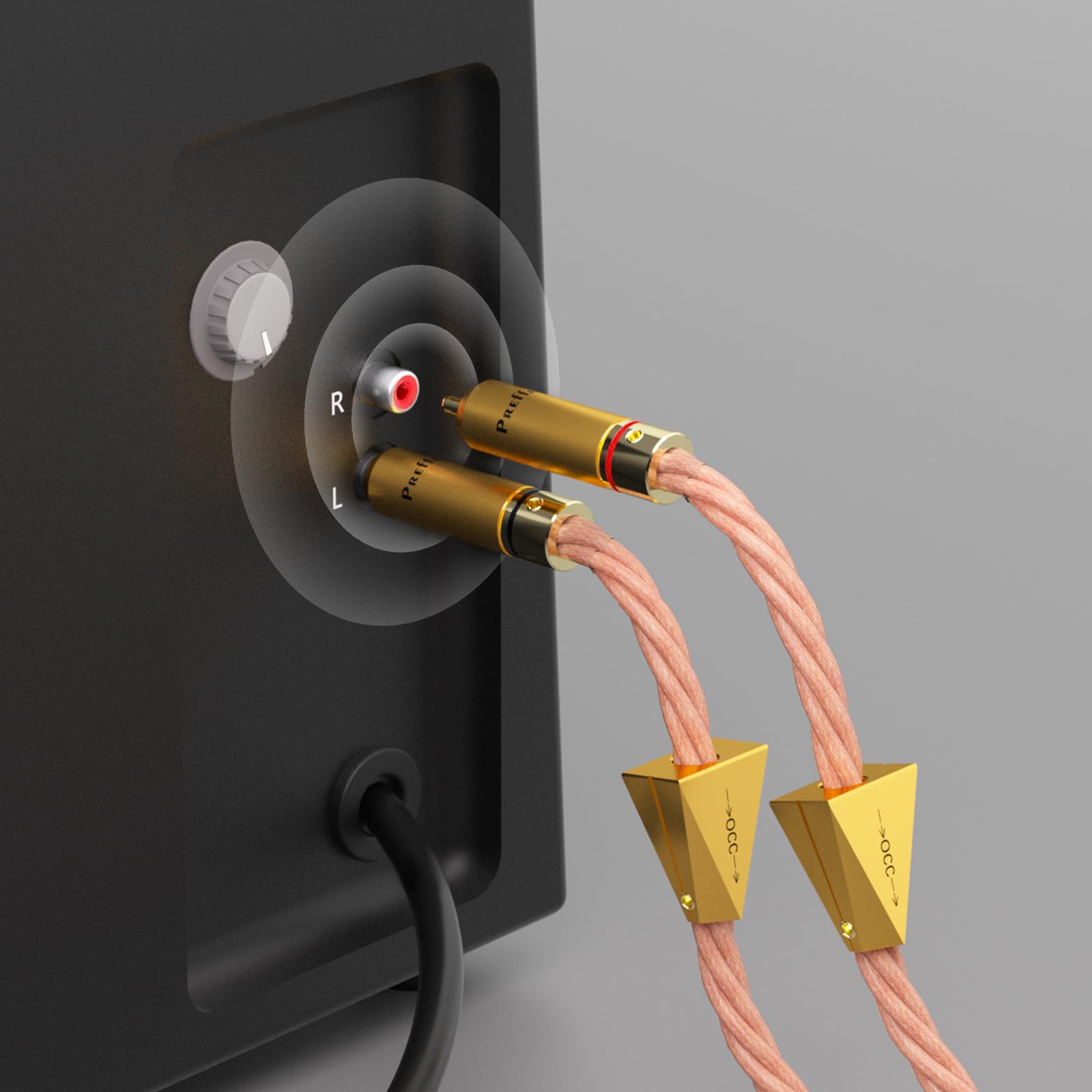 Preffair X461 1 paio di cavi OCC 15AWG 4 x 1,5 mm2 RCA audio con connettori RCA placcati oro per altoparlanti, subwoofer, giradischi, AMP, DAC (1 m, X461R1786G)