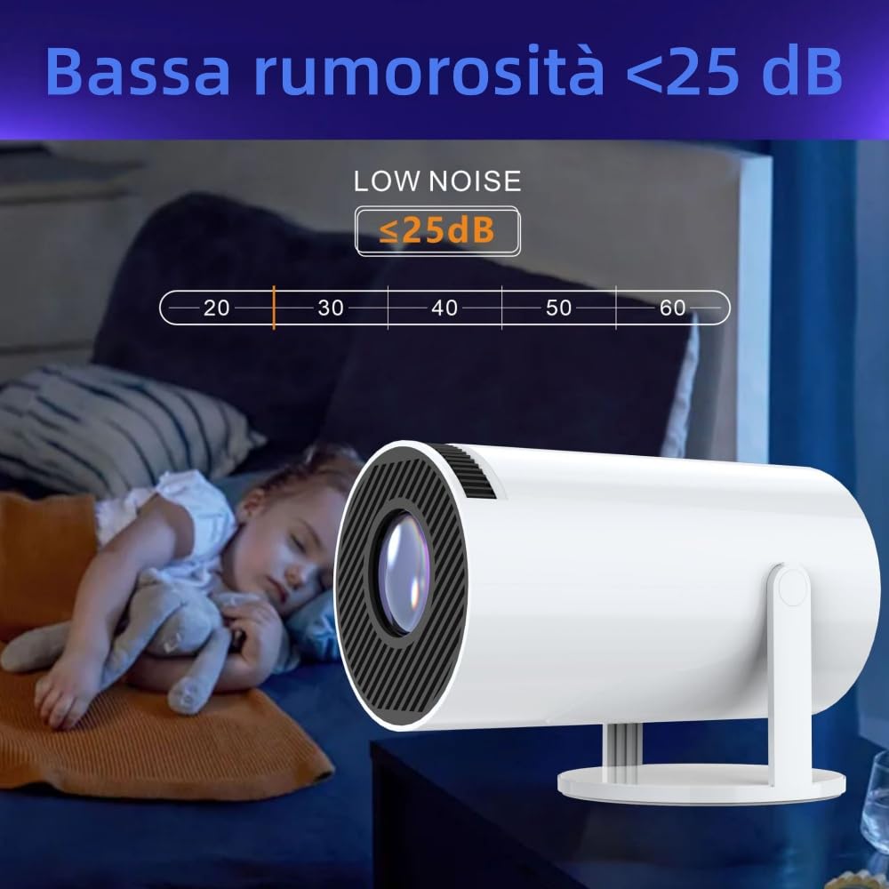 Oklumi - Pivot Projector Mini Proiettore 4K, WiFi 6 BT5, Portatile, 180° Rot, 130 pollici Schermo Home Theater, per l'uso all'aperto e in viaggio