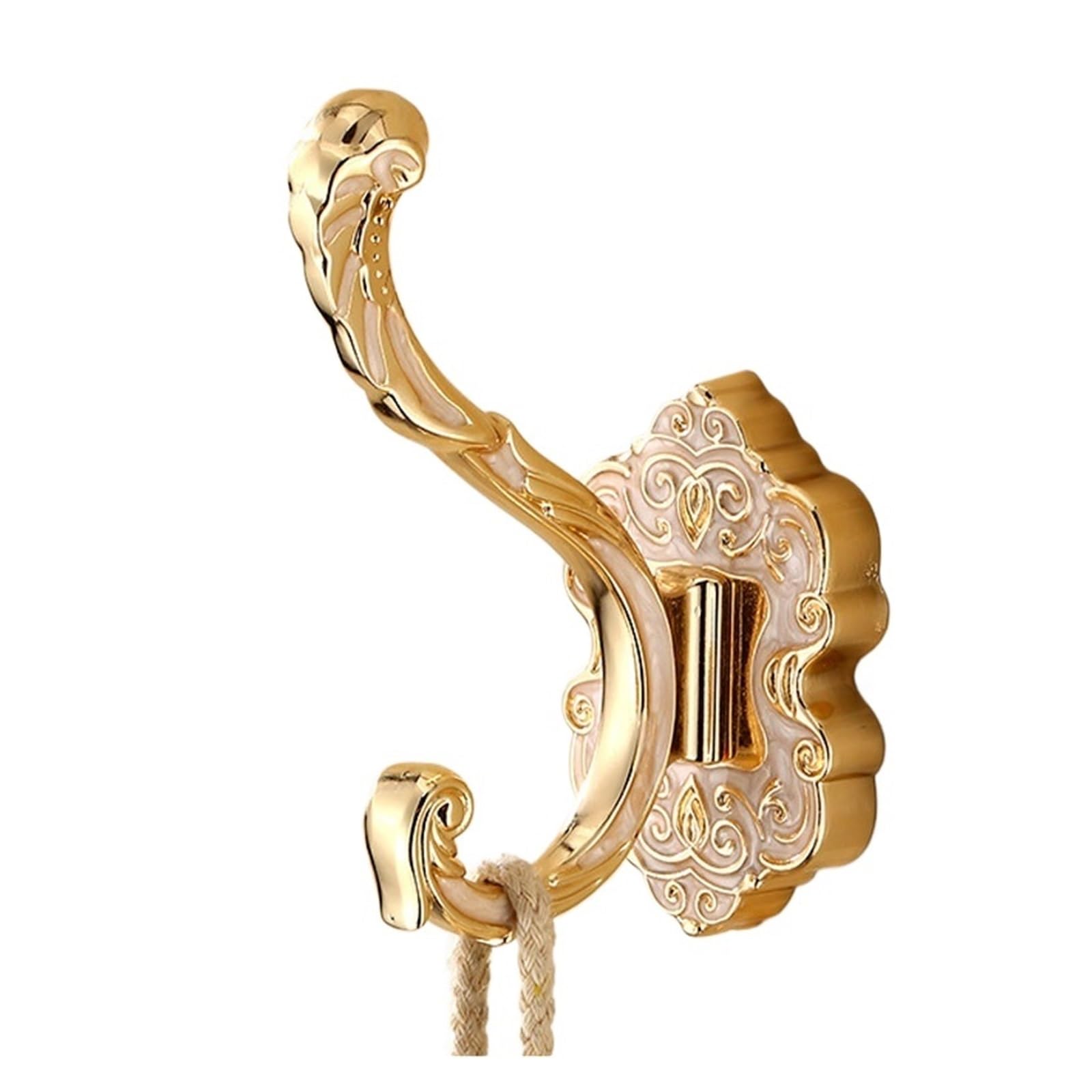 Robe Hook Wall Mount Single Screw Towel Holder Bathroom Accessories Clothes Hanger Easy Maintenance(Gold)