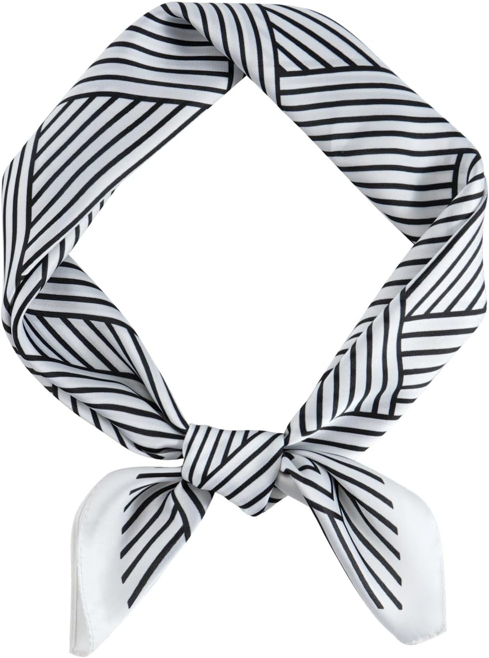 Stripe Neckerchief for Men, Minimalism Square Scarf with Lines Pattern, Classic Bandana Silk Feel