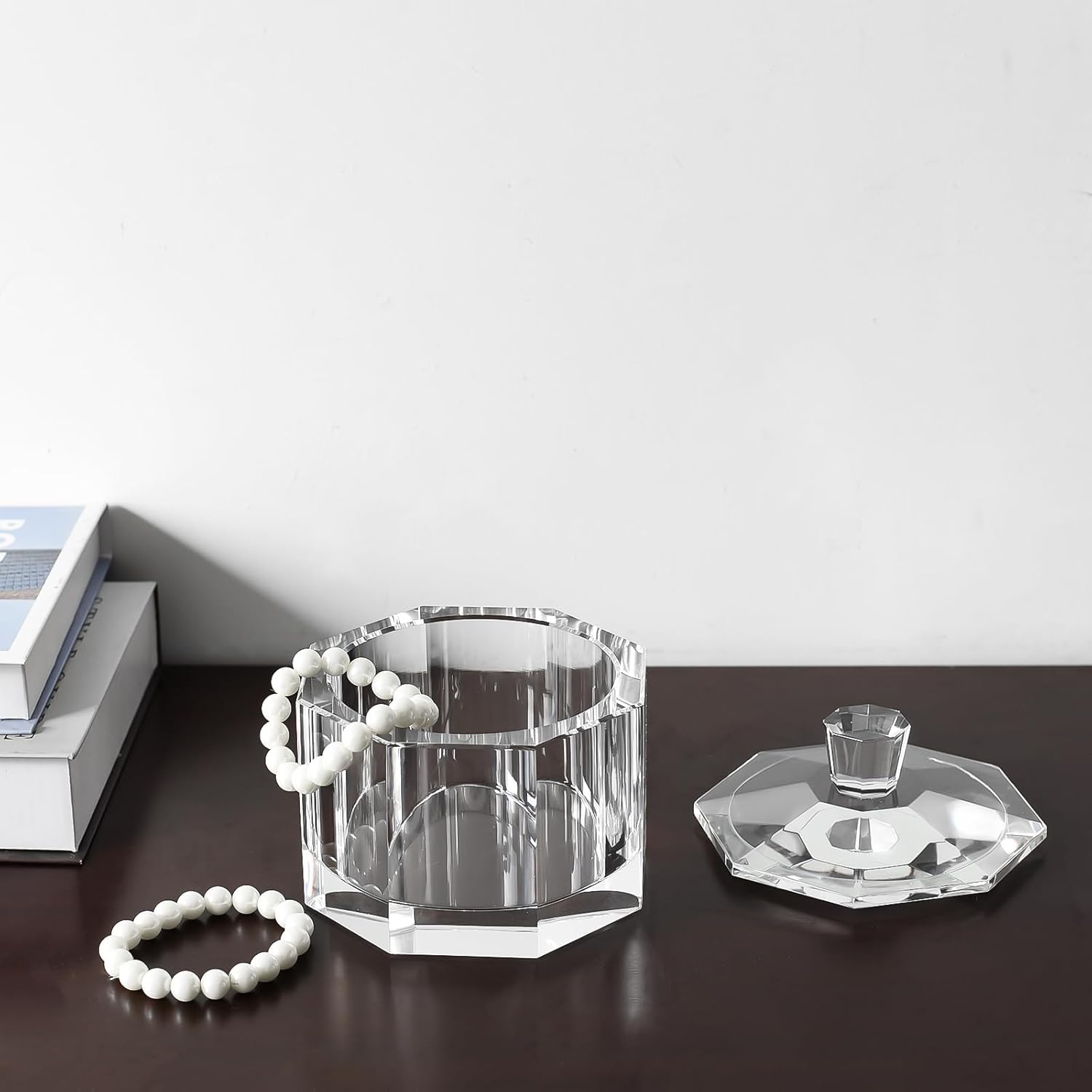 Crystal Candy Dish with Lid Hand-Cut Home Decorative Jewelry Box/Jar W 5" x H 5" with Multi-faceted, Comes With Gift Box