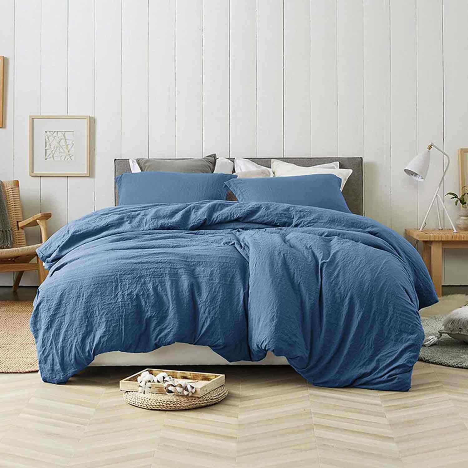 ETDIFFE Blue Comforter Set Twin/Twin XL Size, 2pc Aesthetic Modern Bedding Set - Soft & Lightweight All Season Extra Long Microfiber Down Alternative Bed Comforter with 1 Pillow Sham