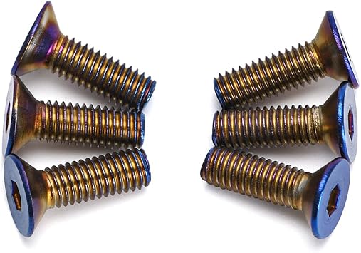 6pcs Steering Wheel Screw Bolts Taper M50.8 Length 15mm Burnt Titanium