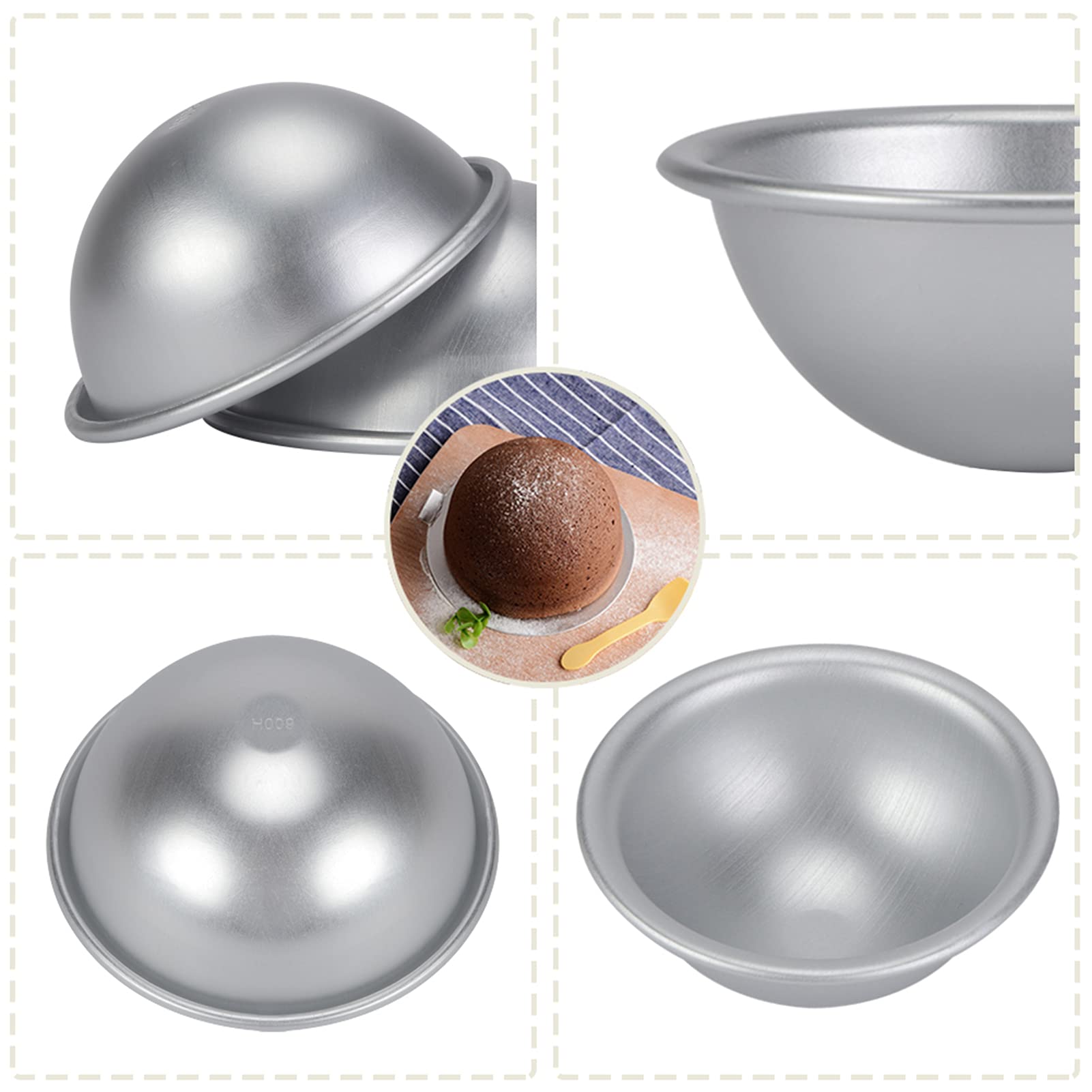 Haofy 2 moldes semiesféricos de 10 cm para tartas de aluminio, para tartas de cumpleaños