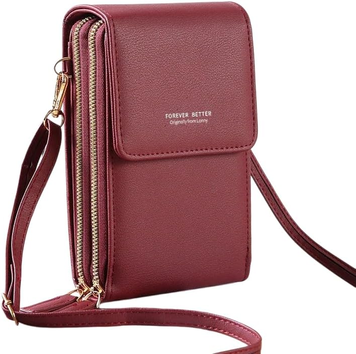 Anti-Theft Leather Bag RFID Block Phone Purse Crossbody for Women Touchscreen Mini Phone Purse Crossbody Bag