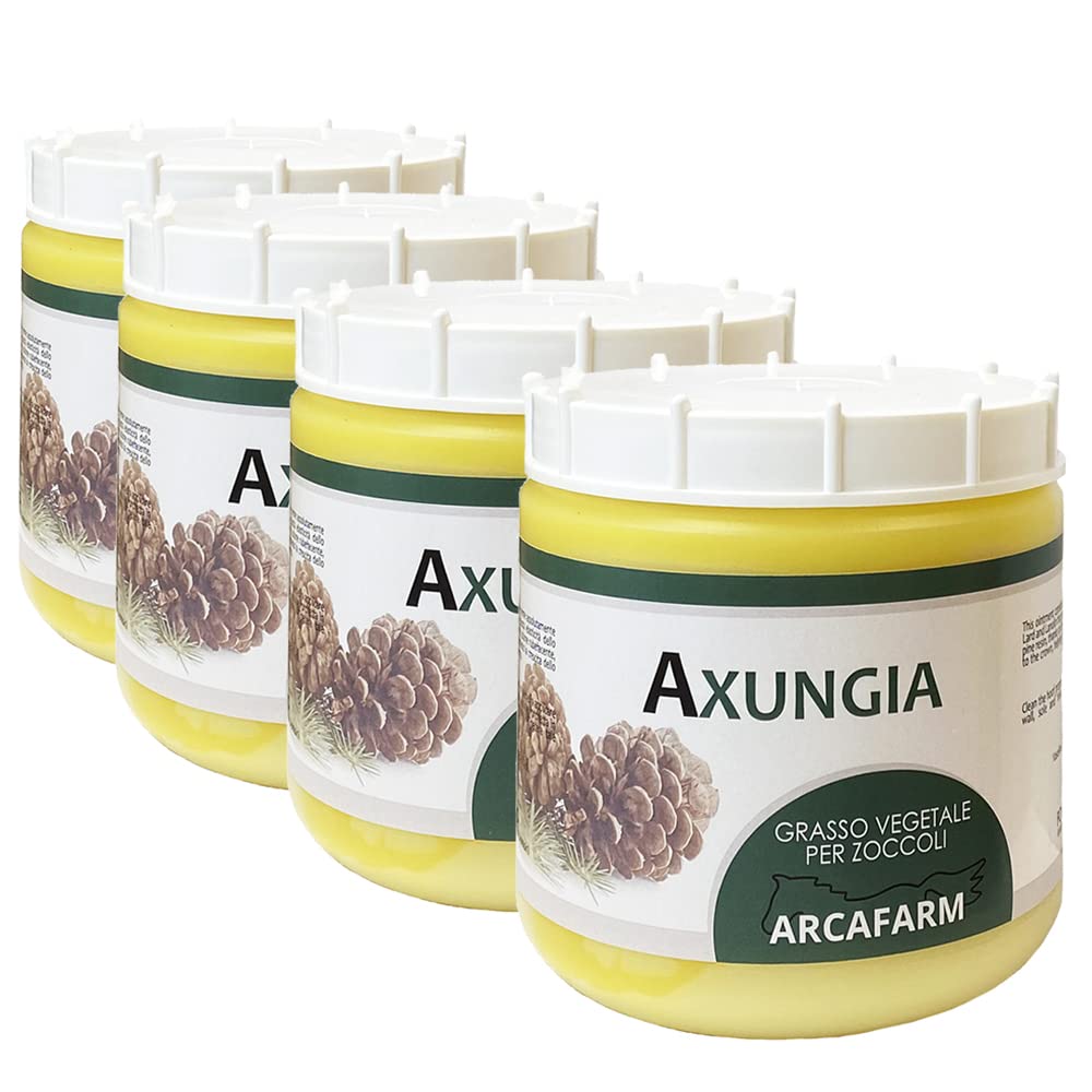 4 Pezzi Grasso per Zoccoli Cavalli 1 lt, Neutro, unguento per crescita riparazione protezione e cura dello zoccolo dei cavalli, stalloni, puledri, fattrici, pony, shetland, asini, 100% Made in Italy