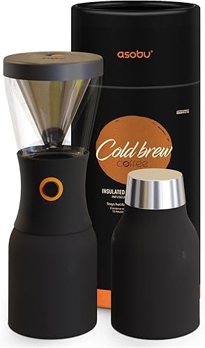 Asobu Coldbrew - Cafetera portátil con aislamiento al vacío de acero inoxidable de 34 onzas, jarra 188 sin BPA (negro)