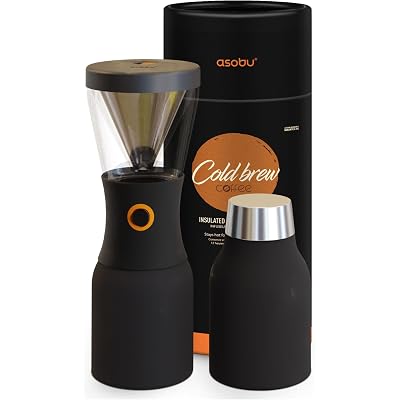 asobu Cold Brew Coffee Maker, Award-Winning 40oz Insulated Cold Brew Brewer with Portable Stainless Steel Carafe – No.1 Europe Coffee Fest Winner, Leakproof, BPA-Free, Keeps Cold 24H