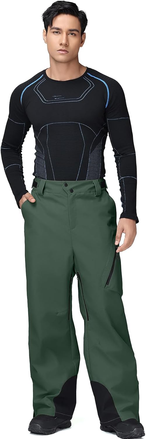 YEEFINE Men's Snow Ski Pants Insulated Cargo Snowboard Pants Bibs Loose Baggy Waterproof Winter Sports