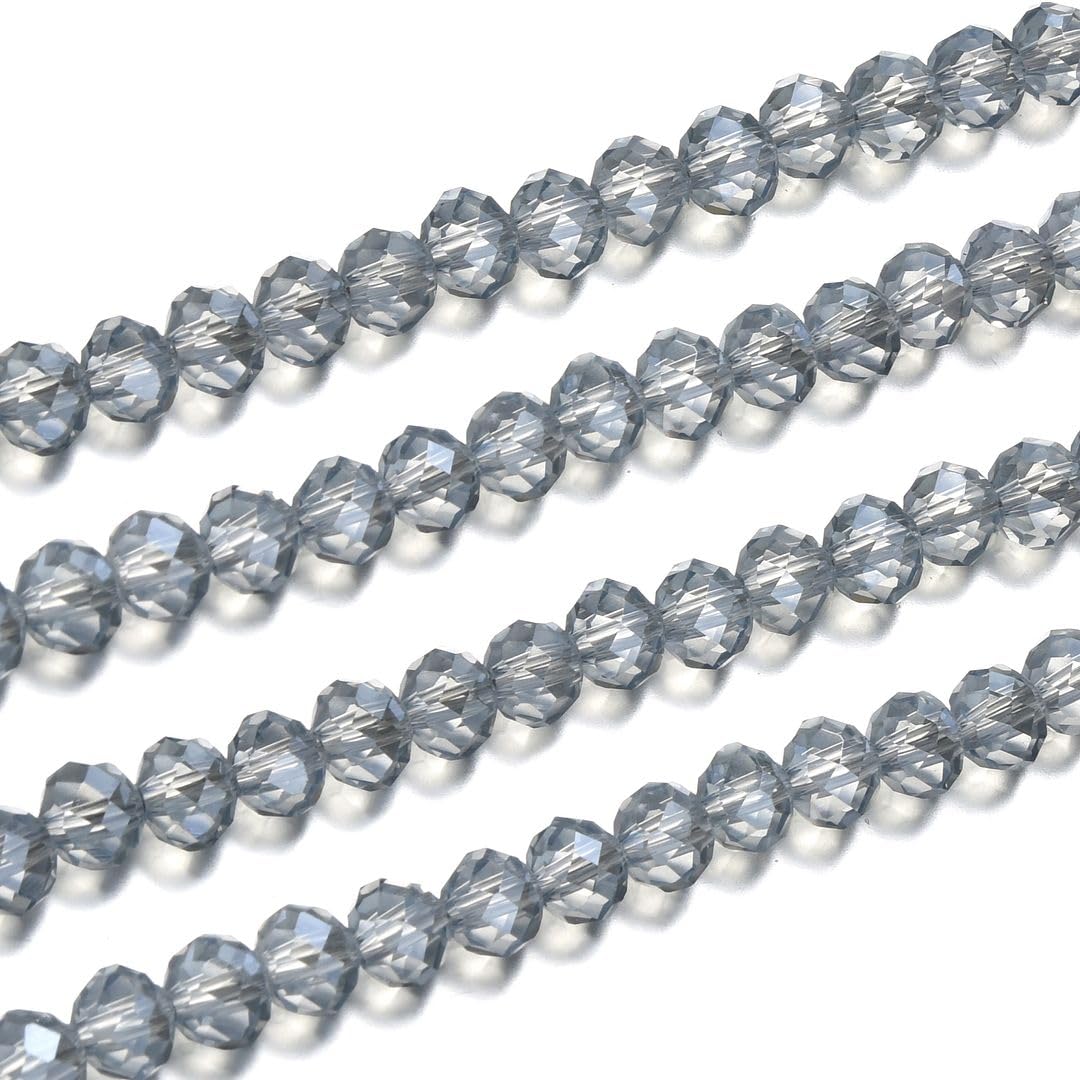 1000pcs Czech Faceted Rondelle Crystal Glass Beads 4mm Small Tiny Bulk Silver Blue Shimmer