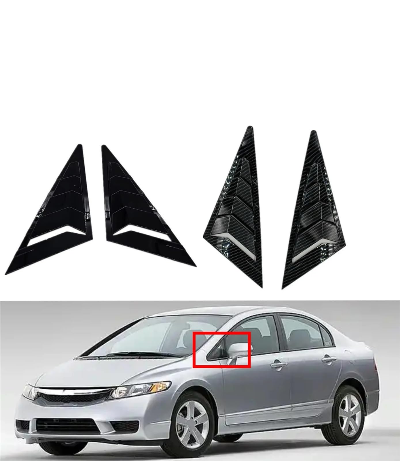 Pasuje do samochodu Honda Civic Sedan 8th 2006-2010 Carbon, przednie trójkątne okno, żaluzje, rolety boczne Migawki Tylnej Szyby