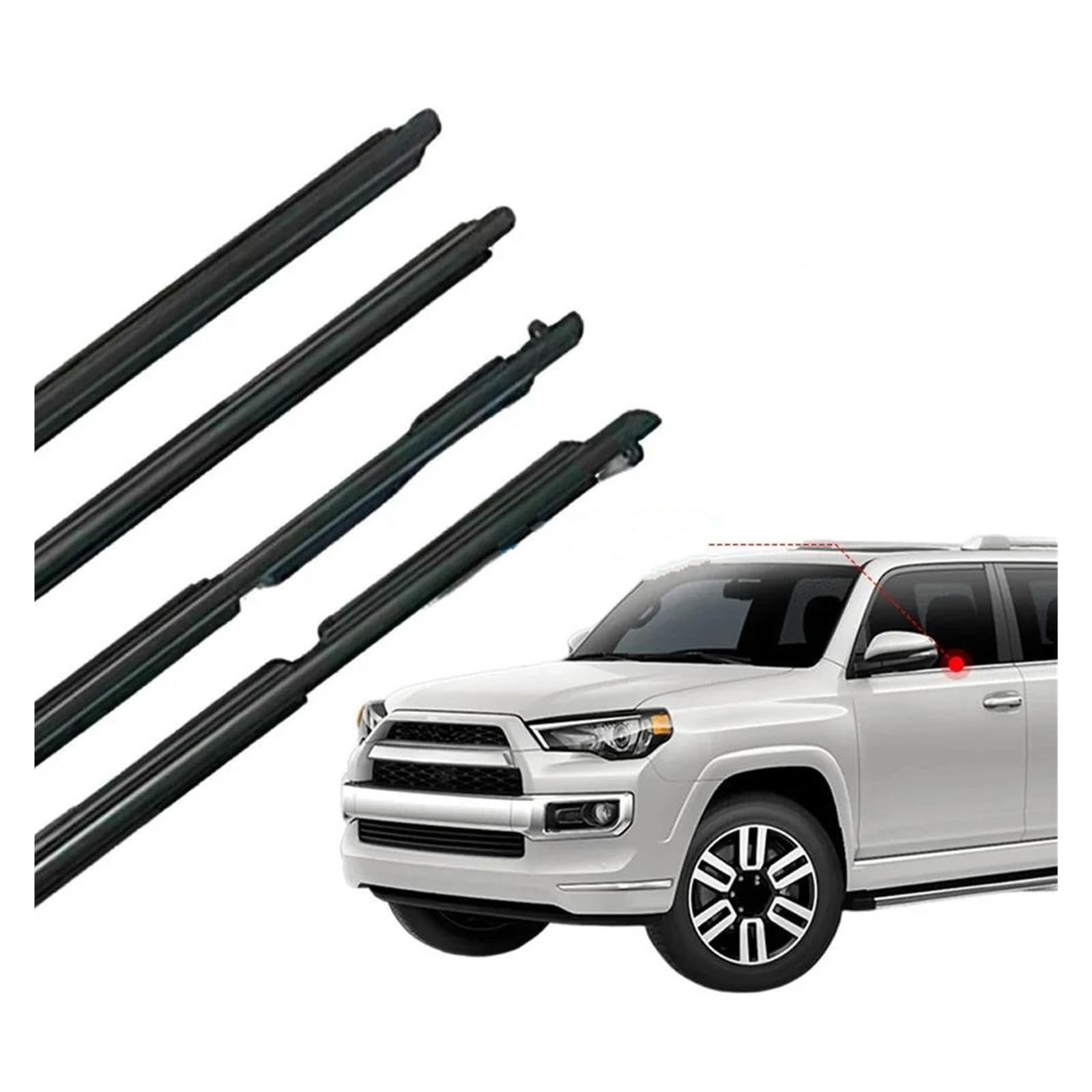 per Toyota per 4Runner 75711-35011 2009-2020 Guarnizione Protettiva per vetri Laminata Esterna Nera o cromata 4 Pezzi Guarnizione in Gomma per finestrino e portiera Auto