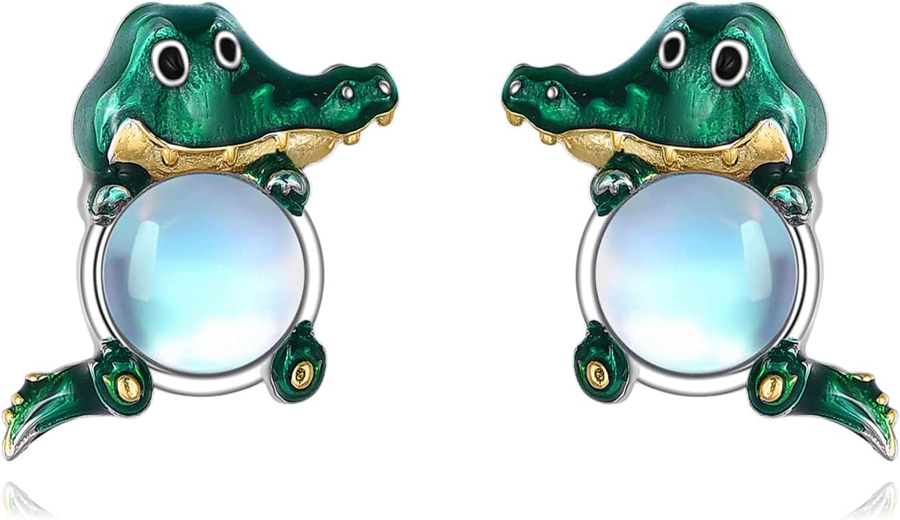 Cat/Koala/Owl/Cow/Bat/Pig Stud Earrings 925 Sterling Silver Moonstone Earrings Cute Animal Ear Studs for Women Girls