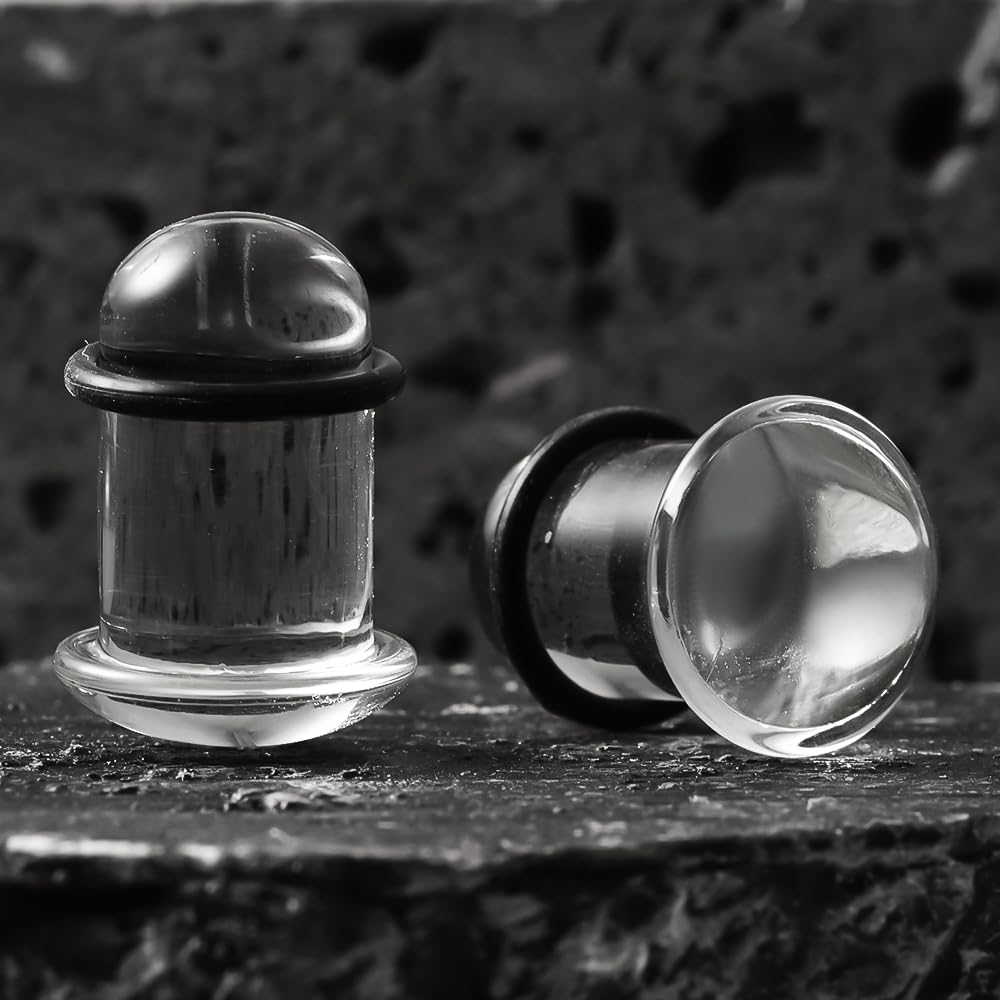 Vankula Kit dilataciones orejas piercing expansore 12 Piezas/ 8 Piezas 1.6-10mm dilatador Tapones de Vidrio Oreja piercing Estiramiento de joyería para Mujer Hombre