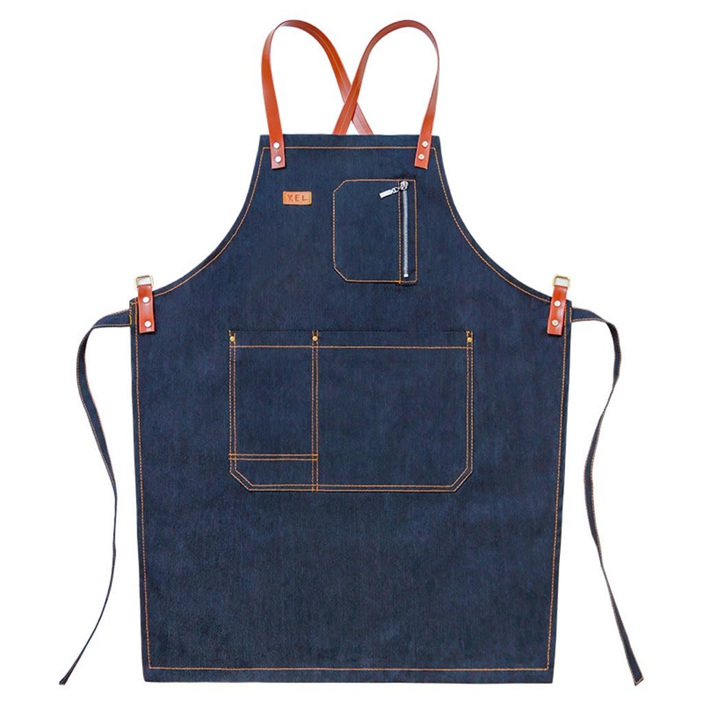 NEBE Grembiule da cameriere Grembiule di jeans, parrucchiere, negozio di tè al latte, panetteria, cameriere di ristorante, nail art, tuta da pittura Grembiuli Grembiule