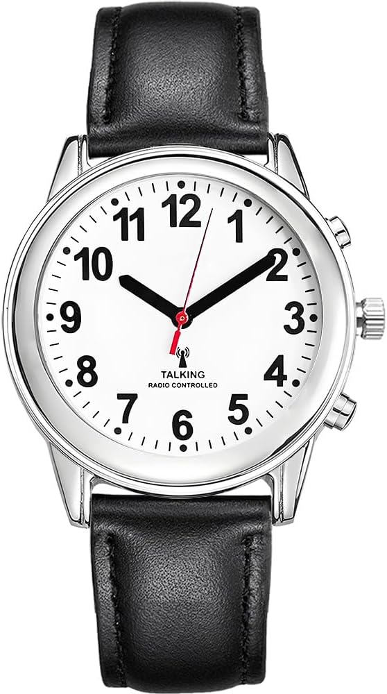 Atomic Talking Watch for Men,Loud Clear English Voice,Alarm | Daily alarm & hourly chime function, sleep mode & professional hands reset design Perfect for Elderly, Low Vision & Blind