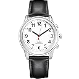 RUNCAR Atomic Talking Watch for Men(Black-A) Clear Loud Voice: Time, Date & Alarm Announcements | Stretch Band | Ideal Gift for Seniors, Visually Impaired & Blind Users