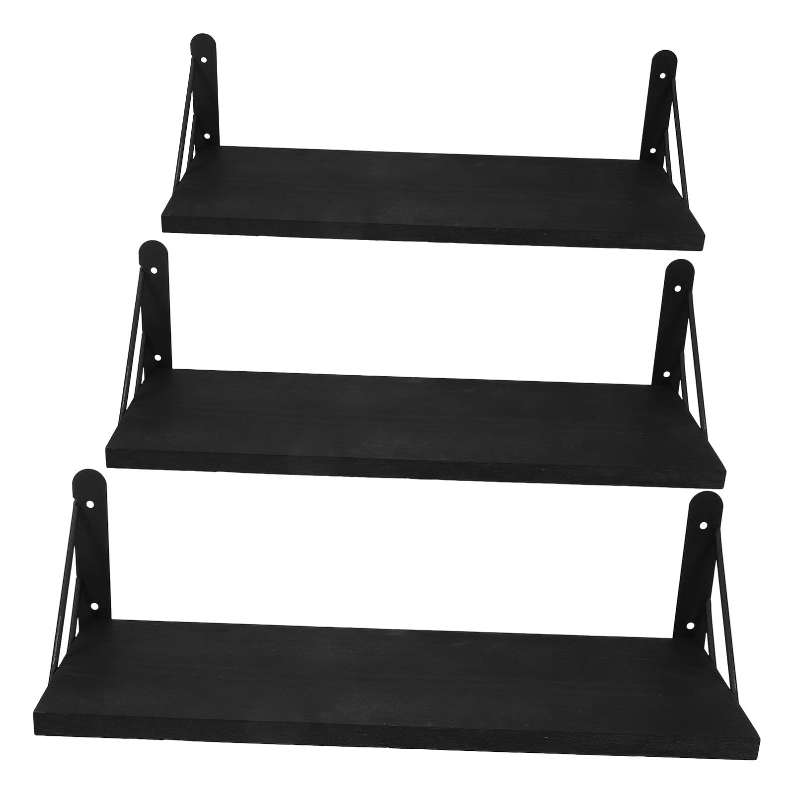 Estantería de pared de madera negra con diseño de repisas premium