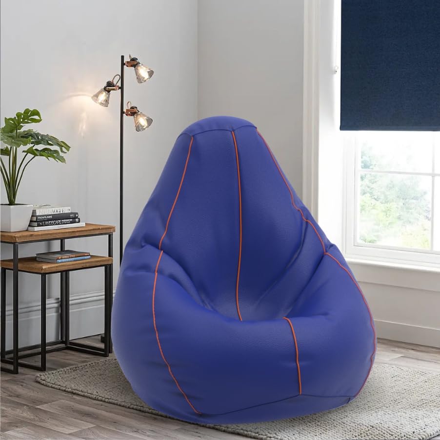 Bean Bag Chair Cover | Size: 2XL | Color: Blue Orange | Without Beans | Premium Leatherette Cover (CMFYPPNG2045)-image-28