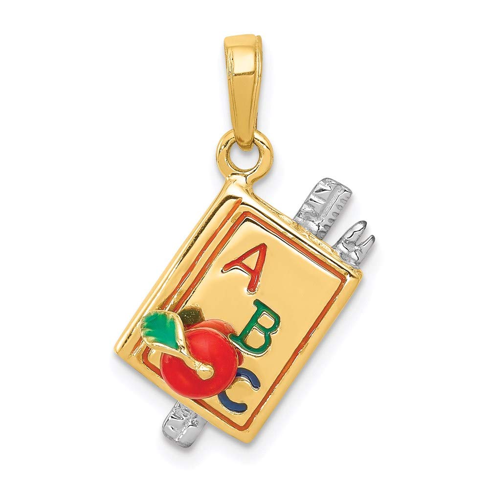 14k Two Tone Gold Abc School Book Necklace Charm Pendant Career Professional Teacher Fine Jewelry For Women Gifts For Her