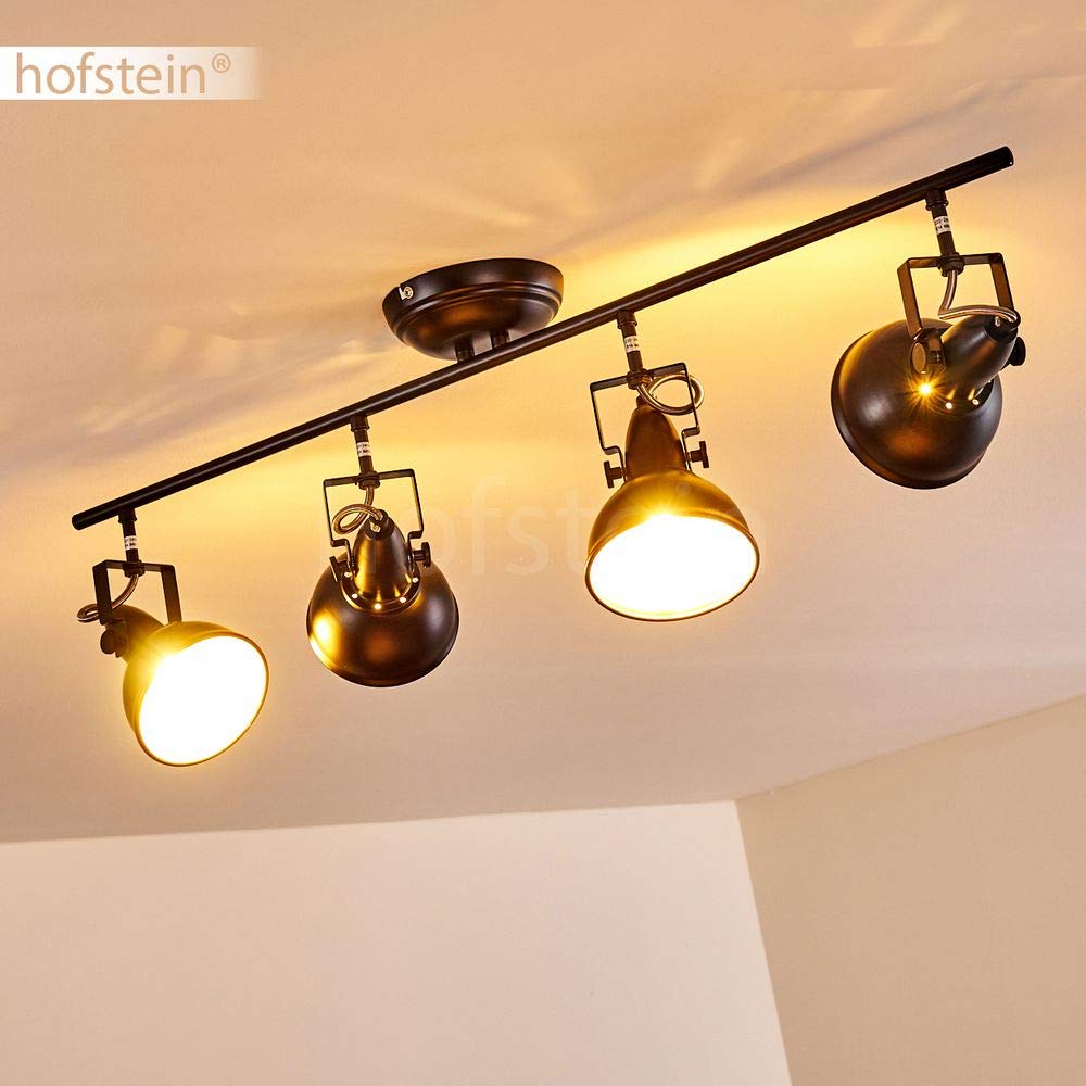Lampada a soffitto Tina, lampada a soffitto in metallo in nero/oro, 4 luci, con faretti regolabili, 4 x attacco E14, spot dal design retro/vintage, senza lampadina/e