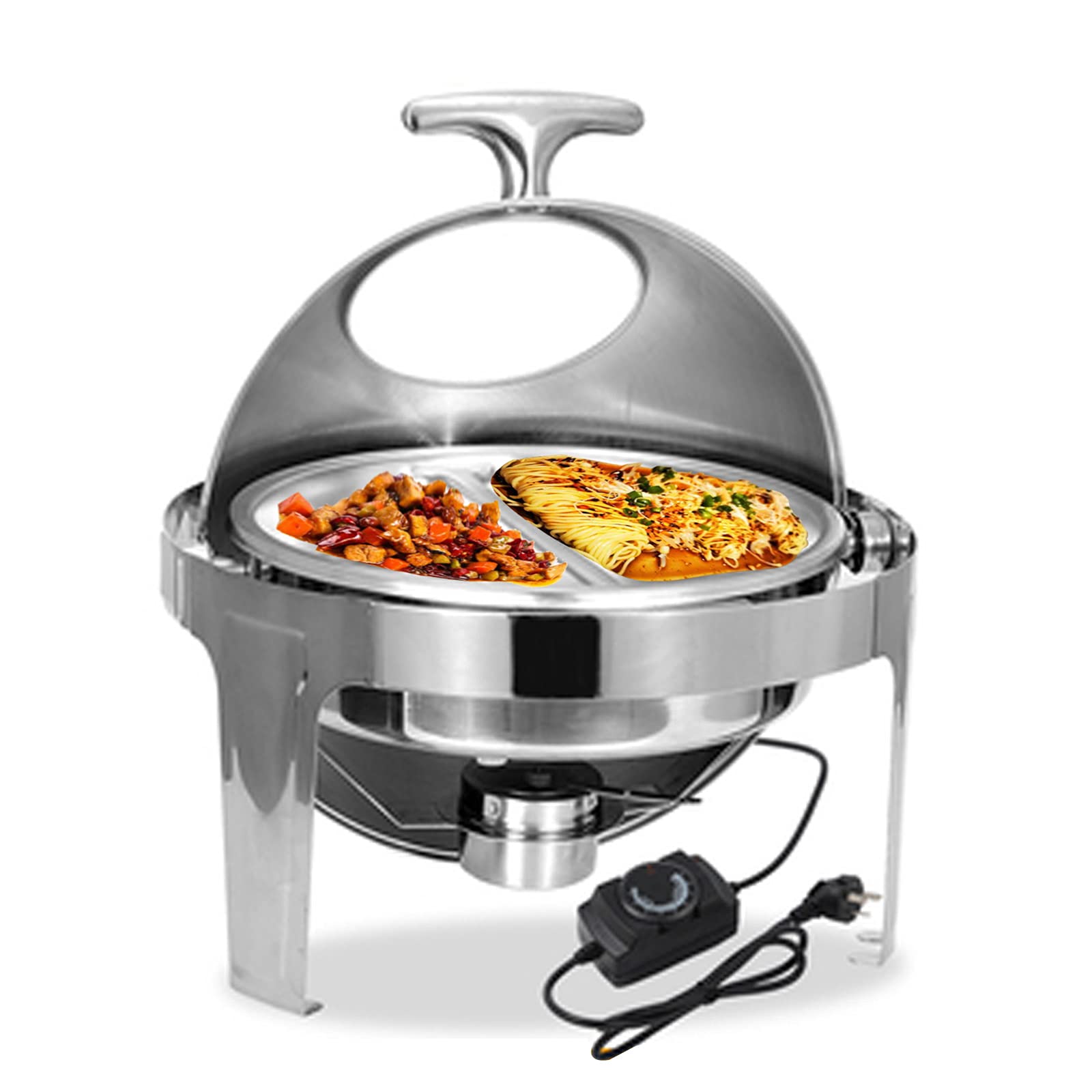 Chafing Dish Elettrico Set 400W/220V, Scaldavivande in Acciaio Inossidabile per Buffet Feste, Contenitore Termico per Alimenti Pentole Riscaldante, Ideale per Hotel