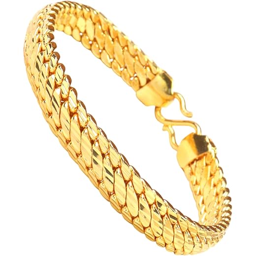 CUTE GOLD Bracelets for Boys/Chain Bracelet for Men's Birthday Gift for Men's and Boys Gift for Husband (8-Inch)
