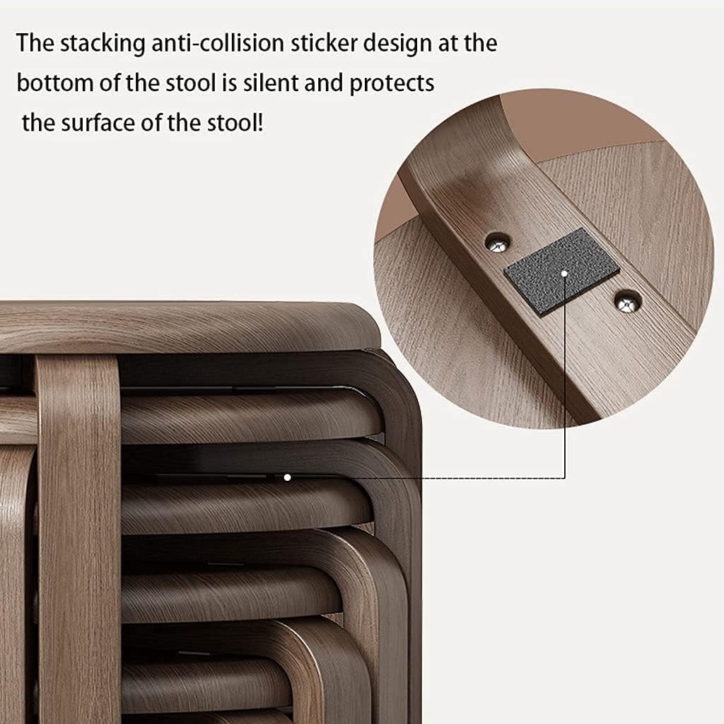 Minimalist Fashion Creative 6 Pack Solid Wood Round Stool Stackable Low Stool Wooden Stool Children's Small Stool Dining Table Stool for Diningcasual/White