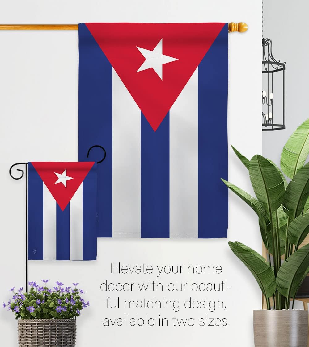 Breeze Decor Cuba Garden Flag - Set with Stand Regional Nationality Nation International World Country Particular Area - House Decoration Banner Small Yard Gift Double-Sided Made in USA 13 X 18.5