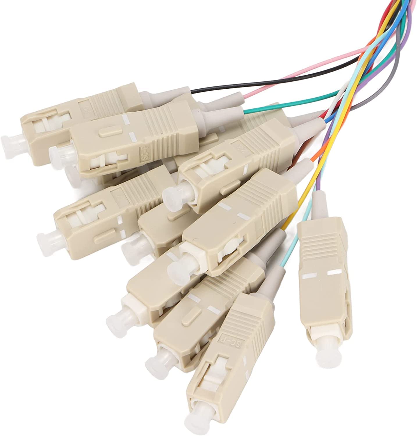 Techly Professional 024964 Set 12 Pigtail Fibre Optique Multimode OM4 SC 50/125 2 m Multicolore