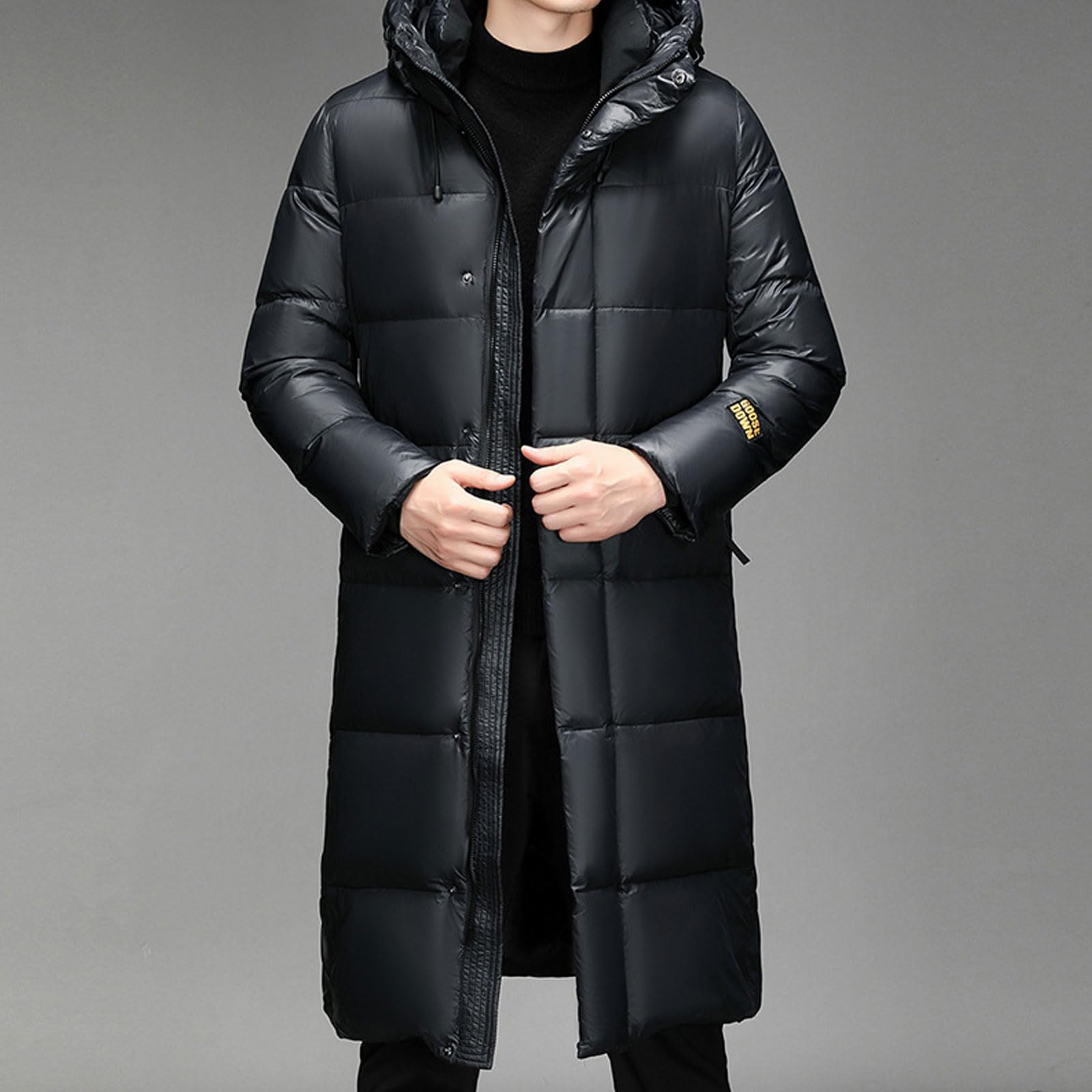Abrigo con Capucha de Invierno Acolchado Brillante para Hombre Mujer Chaqueta Acolchada Cremallera Completa metálica Talla Grande cálido