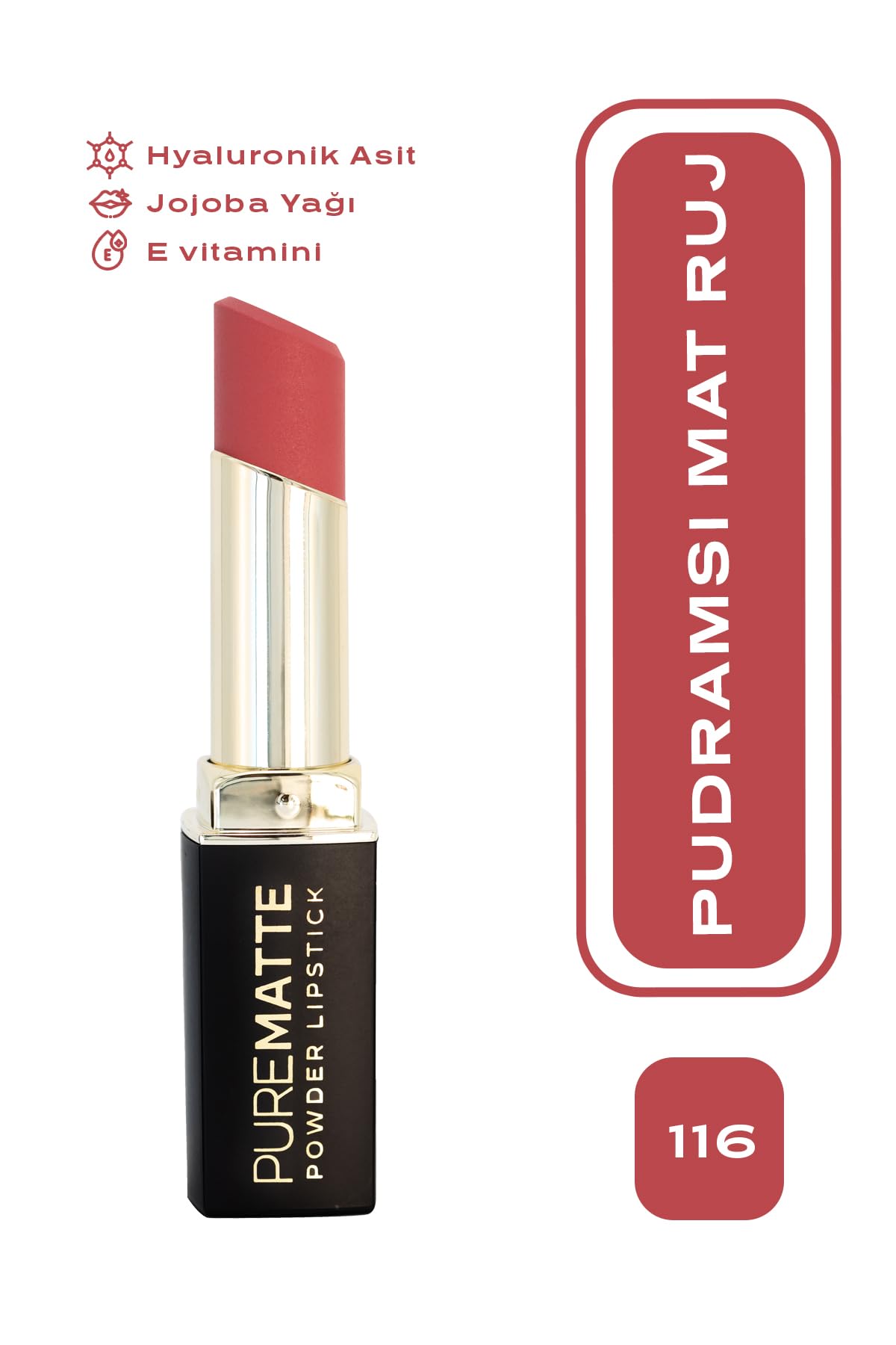 Golden Rose Pure Matte Powder Lipstick No: 116 - Nemlendirici Pudramsı Mat Ruj