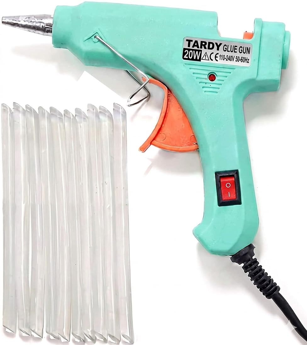 TARDY 20 Watt Mini Hot Glue Gun, Turquoise, with 10 Pcs Hot Melt Glue Sticks, On/Off Switch with Indicator-image-28