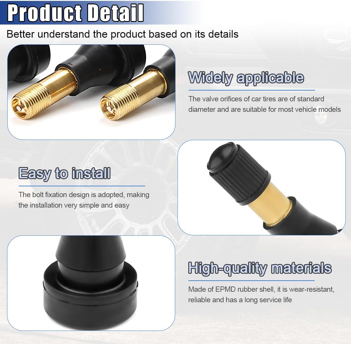 5PCS TR600HP High Pressure Car Tire Valve Stem, Heavy Duty Brass Rubber Car Snap-in Tire Valves, Tubeless Wheel Valves for Most 0.453 inch 11.5mm Rim Holes Vehicles