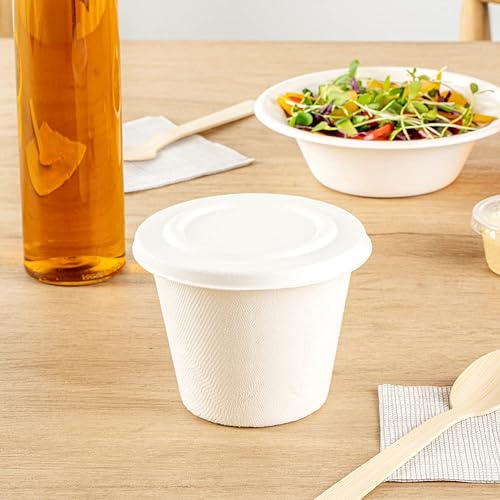 Miniatura 6 de Restaurantware Solo tapas pulpa segura sin PFAS añadido 4.3 pulgadas para llevar, tapas de taza 100 tapas desechables para tazas. Las tazas se