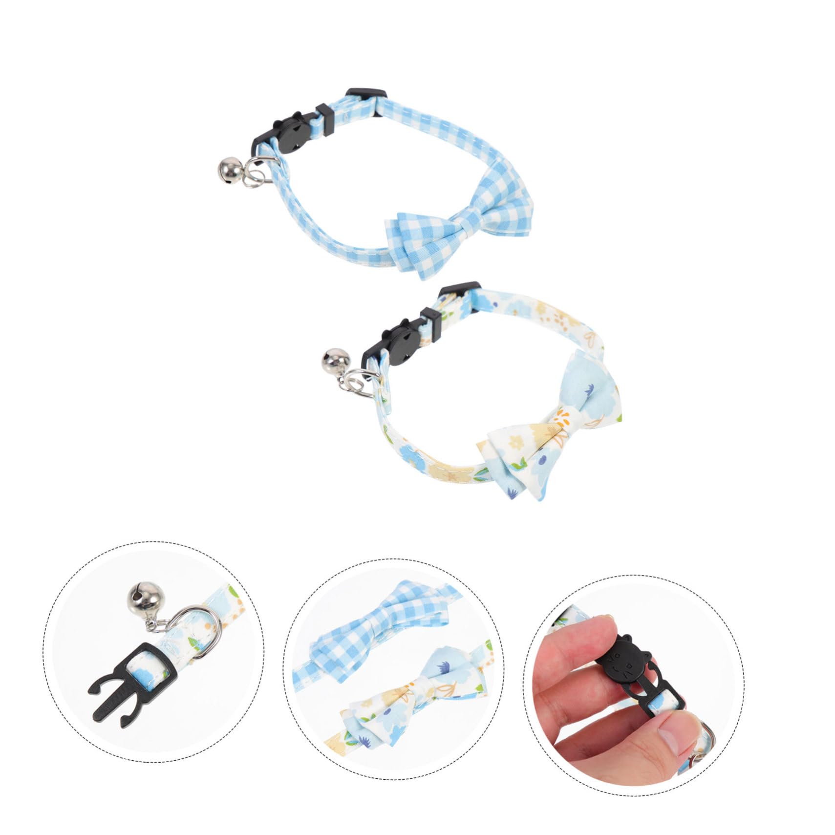 Kisangel 10pièces Collier Décoratif pour Chat Et Chiot Et Résistant Accessoire avec Clochette Et Nœud Motif Floral Et Carreaux
