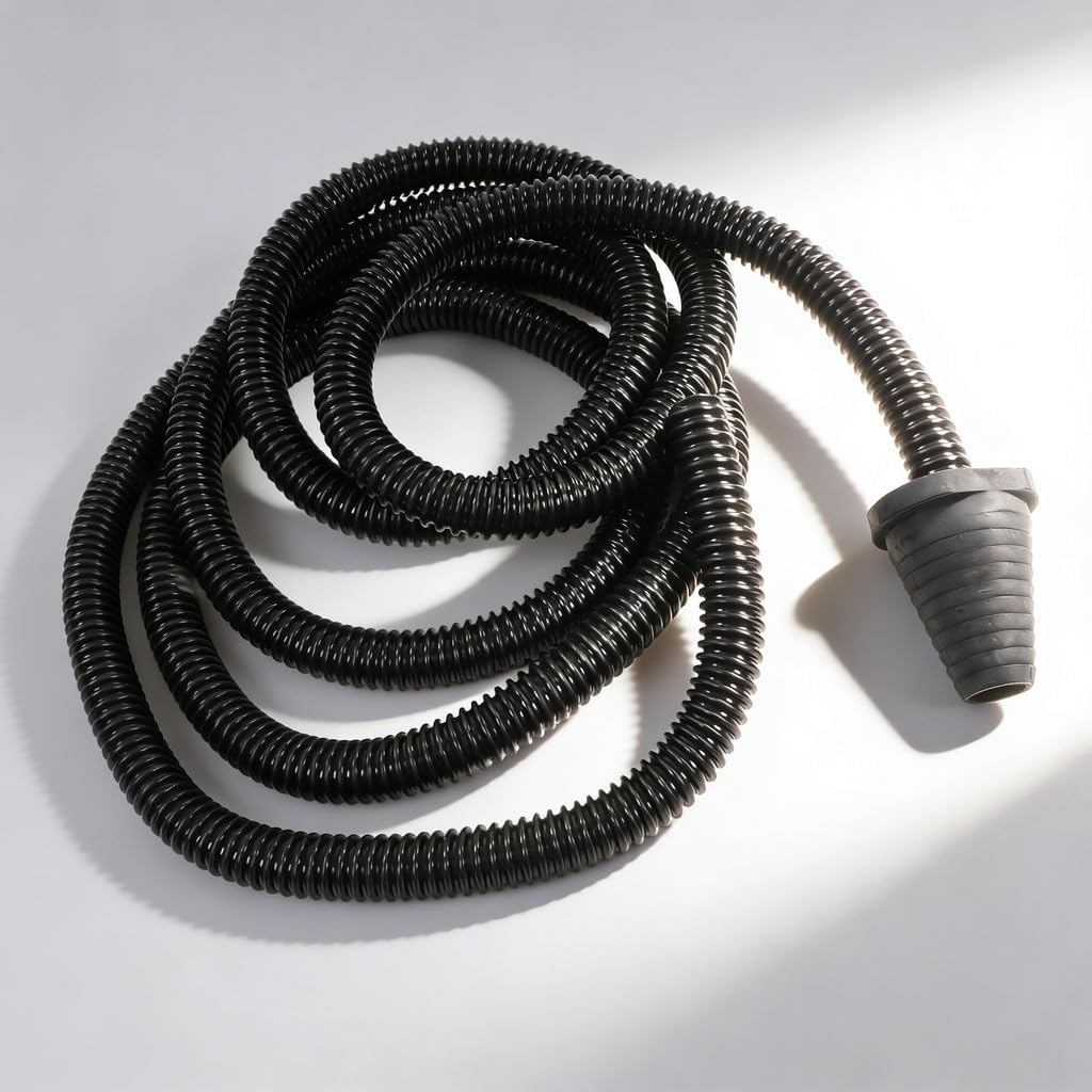 Dust Collection Power Tool Hose, Flexible Rubber Corrugated Threaded Pipe 4M Black - Durable Vacuum Hose, Easy Installation, Compatible with Wet and Dry Vacuum Cleaners