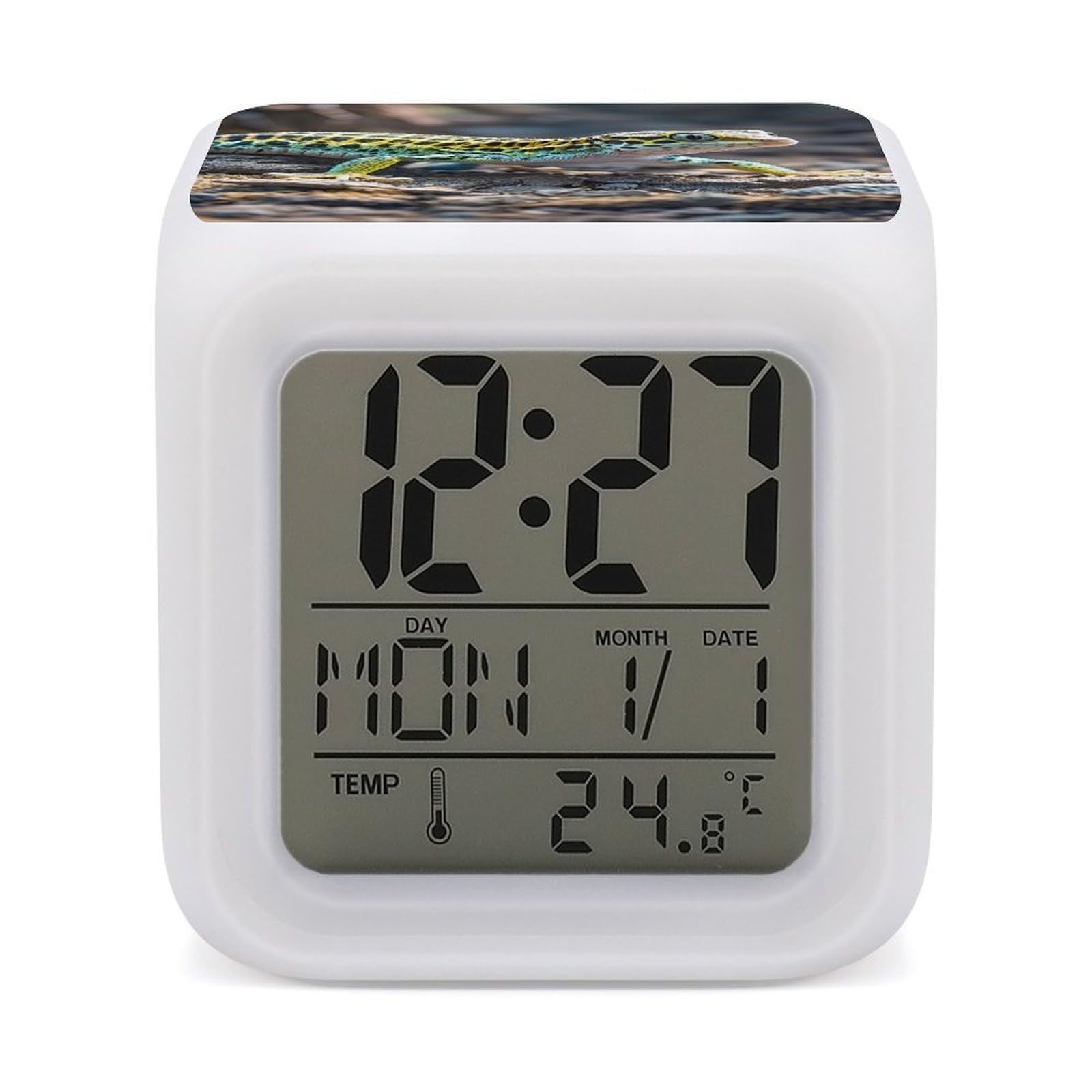 Reloj despertador LED con luz nocturna de 7 colores cambiantes para decoración de dormitorio