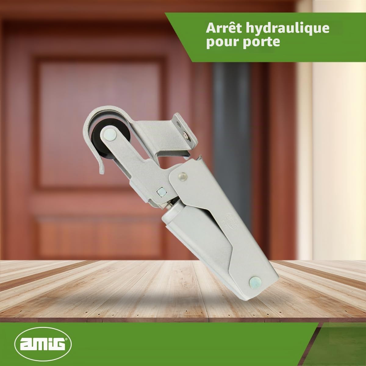 Amig - Retenedor de porte - Fermeture hydraulique de porte - Fabriqué en aluminium - Dimensions : 108 x 32 mm - Idéal pour frein, butée ou amortisseur de portes - Couleur: Argent - Poids maximum 40 kg