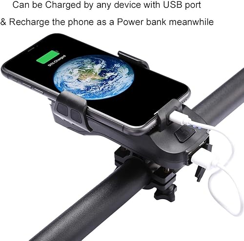 Miniatura 2 de 4 en 1 multifuncional bicicleta LED faro 4000mAh bicicleta lámpara delantera 550 lúmenes USB recargable impermeable ciclismo luz con banco de