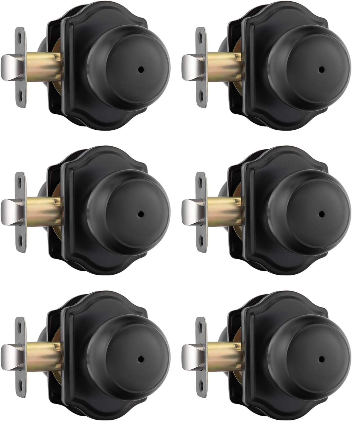 goldenwarm Matte Black Door Knobs Interior, Privacy Door Knob for Bedroom & Bathroom, Black Interior Door Knobs 6 Pack