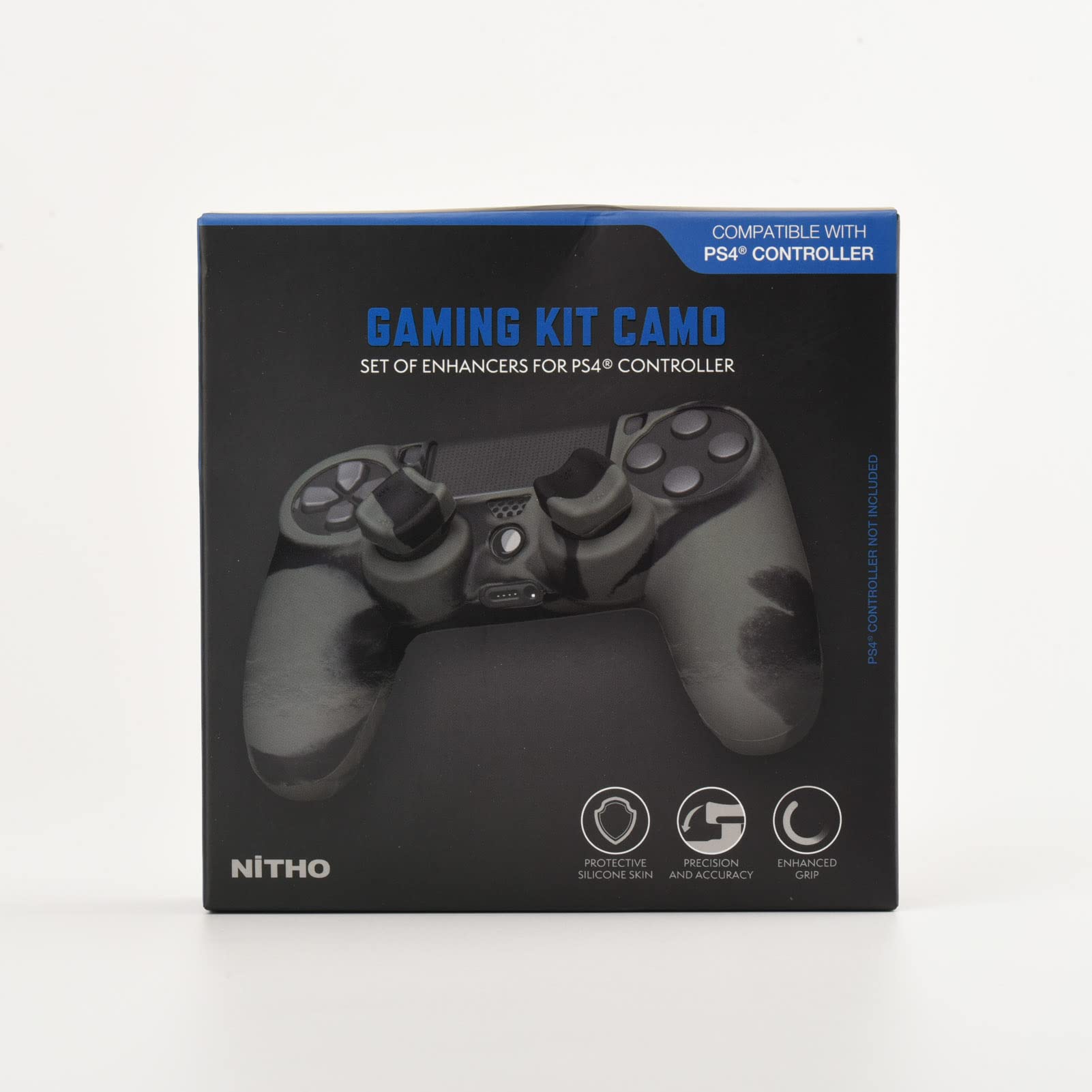 NiTHO Silicone Cover Skin per Controller PS4, Gaming Kit per Controller Playstation 4 lnclude Custodia Protettiva Antiscivolo, Anelli di Precisione e 3 Copri Levette Analogiche Concave - Camo