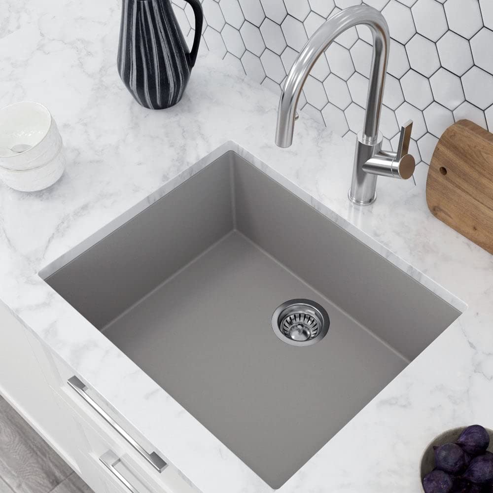 Astini Scuti 1.0 Large Bowl Grey SMC Synthetic Undermount Kitchen Sink & Waste
