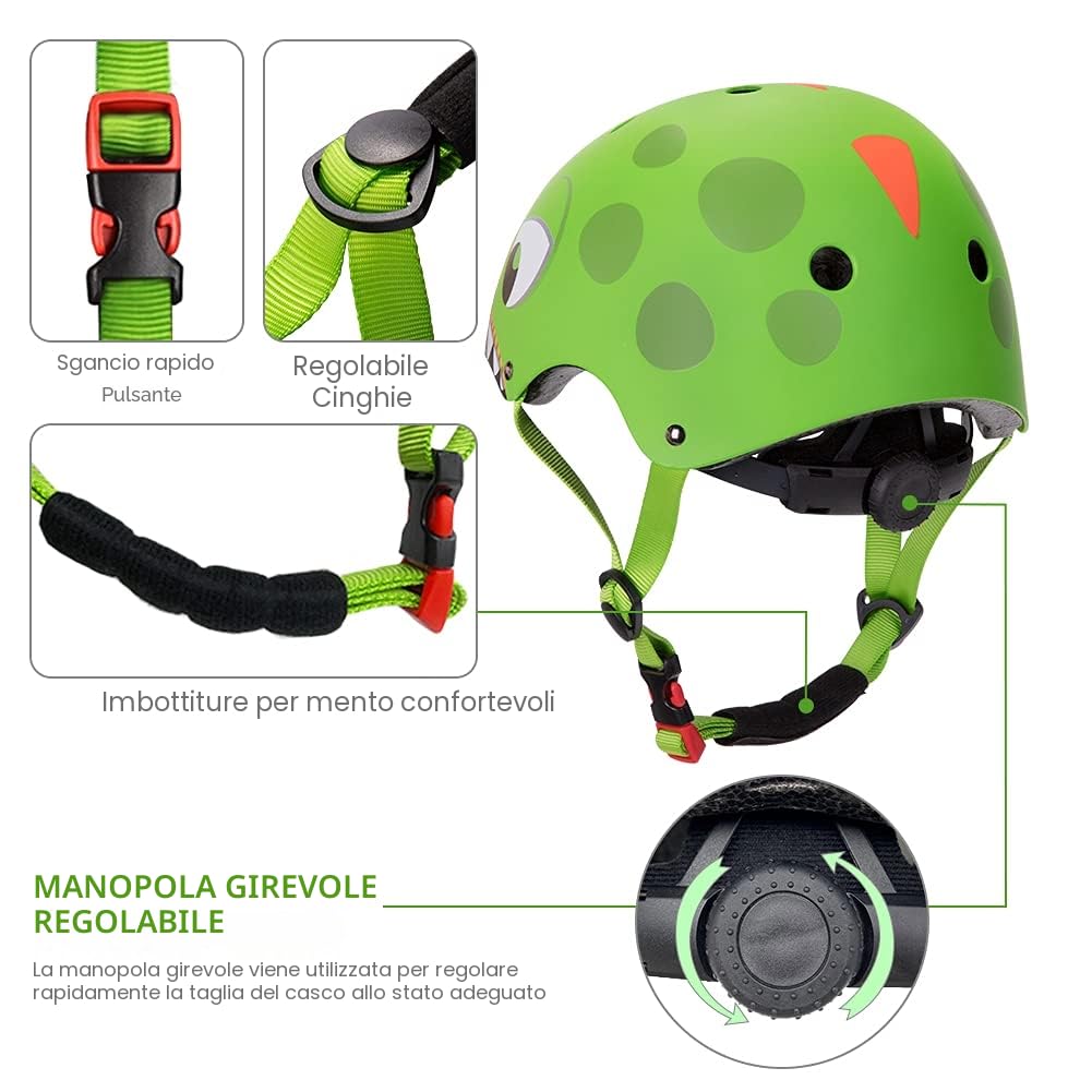 Casco Bici Bambino 50-54CM Sicurezza Protezione della Testa Leggero Traspirante