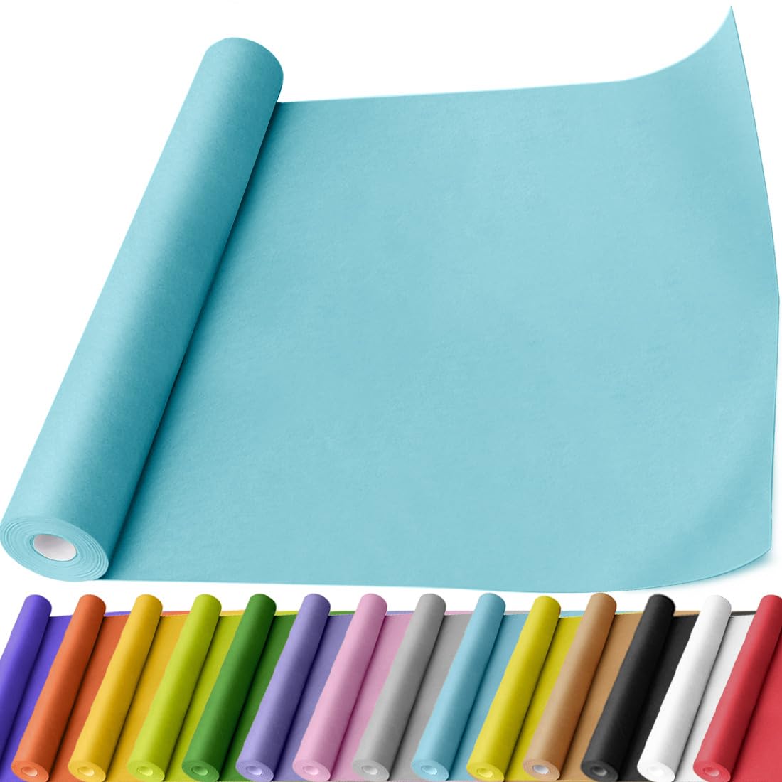 PerkHomy Light Blue Kraft Paper Roll 17.5" x 760" (63') for Gift Wrapping Bouquet Flower Art Painting Craft Writing Packaging Shipping 80GSM 55LB (Light Blue, 17.5" x 63')