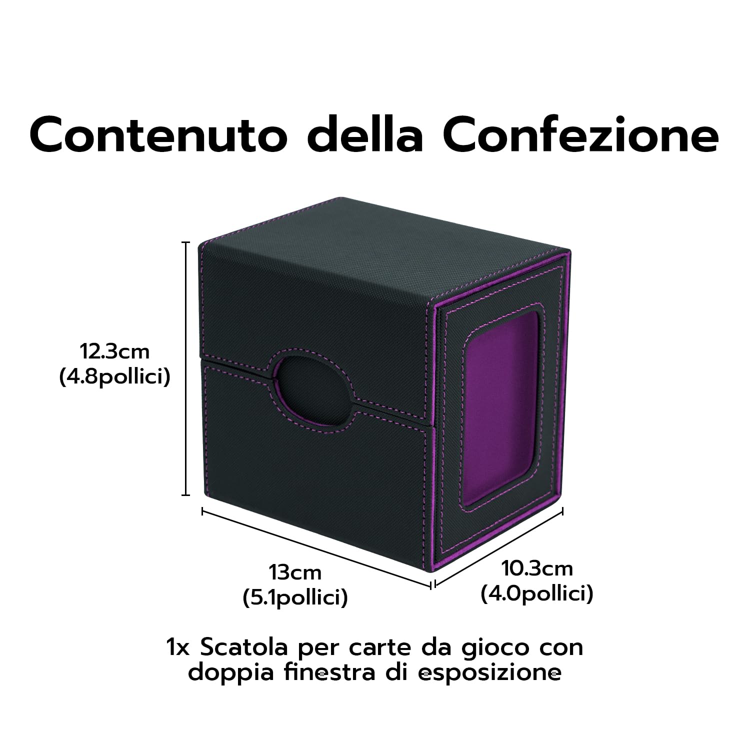 Commander Deck Box Porta Mazzo per MTG mit 2 Visualizzare Commander, Capacità 180+New Carte Senza Maniche con 1 Dice Tray,Magnetic Deck Box per Scatola di Carte Collezione Magic TCG-Nero Viola